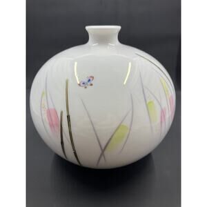 Rosenthal Porcelain HandPainted Butterfly Vase Germany 7447 H. Antique 5.25” Rd